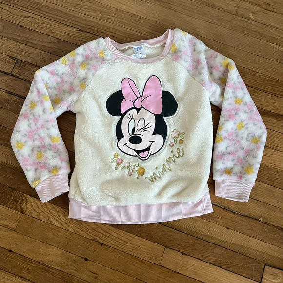 Disney Girls' Sweatshirt Plush Fleece Crewneck Pullover Sweatshirt Minnie Mouse - Picture 1 of 5